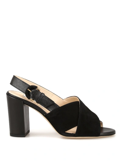 Tod's Suede And Leather Slingback Sandals In Black