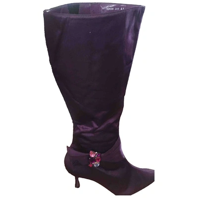 Pre-owned Moschino Purple Cloth Boots