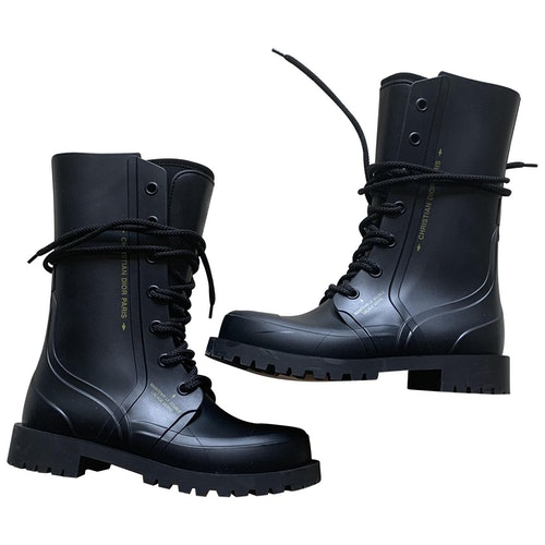Pre-Owned Dior Camp Black Rubber Boots | ModeSens