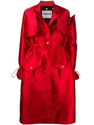 Thebe Magugu Cinched Waist Trench Coat In Red