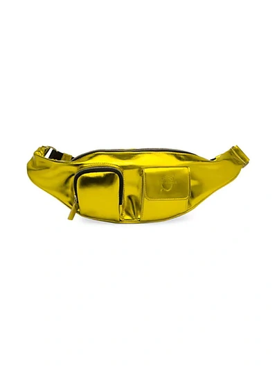 Avec La Troupe Major Metallic Leather Belt Bag In Yellow