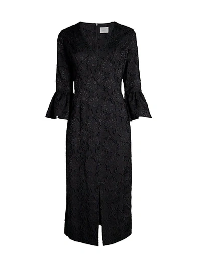 Erdem St. Jacquard Filcoupe Floral Lace Sheath Dress In Black