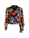 ALICE AND OLIVIA OMEGA FLORAL BLOUSON WRAP TOP,0400012585903