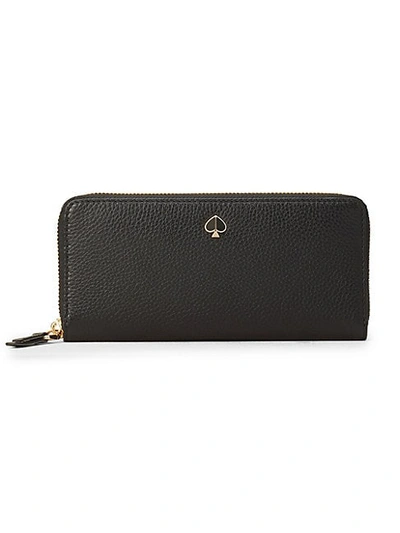 Kate Spade Polly Slim Continental Wallet In Black/gold