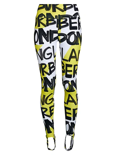 Burberry Pennars Graphic Leggings In Bright Yellow