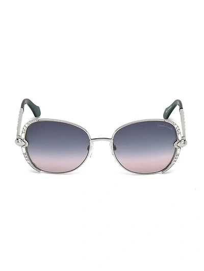 Roberto Cavalli 56mm Embellished Metal Square Sunglasses In Smoke