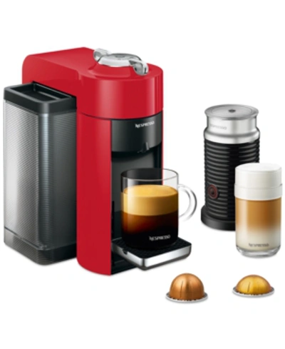 Nespresso Vertuo Coffee And Espresso Machine By De'longhi, With Aeroccino Milk Frother In Red