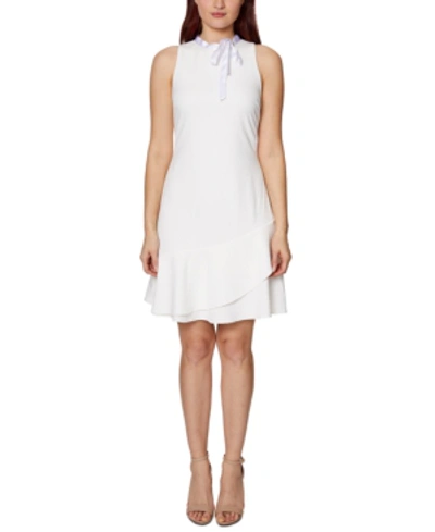 Betsey Johnson Tie-neck Ruffle Dress In Vanilla Frosting