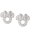 Disney Children's Cubic Zirconia Minnie Mouse Stud Earrings In Sterling Silver In Silver