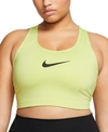 Nike Swoosh Women's Medium-support Non-padded Sports Bra (plus Size) In Barely Volt,black