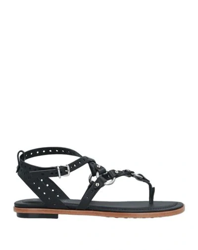 Tod's Toe Strap Sandals In Black