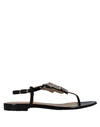 TWINSET TWINSET WOMAN THONG SANDAL BLACK SIZE 6 SOFT LEATHER,11835606VR 11