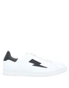 Neil Barrett White Thunderbolt Tennis Sneakers