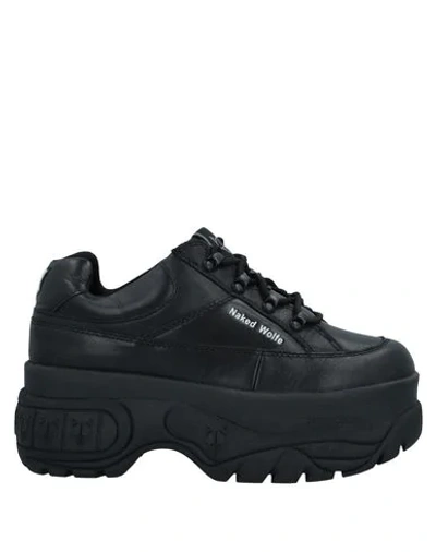 Naked Wolfe Black Sporty 70 Platform Leather Sneakers