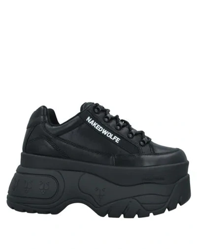 Naked Wolfe Black Sporty 70 Platform Leather Sneakers