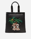 DOLCE & GABBANA NYLON SHOPPING BAG WITH TROPICAL STYLIST PATCHES