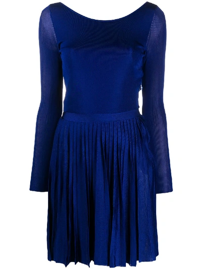Pre-owned Dior 2000s Pleated Dress In Blue