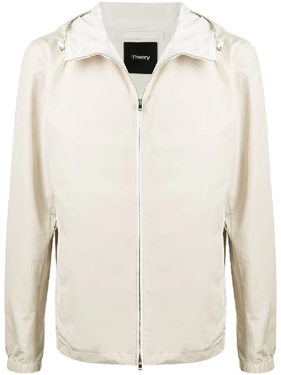 Theory Zip Up Hooded Jacket In Neutrals