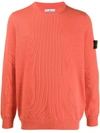 Stone Island Logo Patch Jumper In Orange