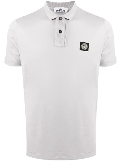 Stone Island Logo Patch Polo Shirt In Grey