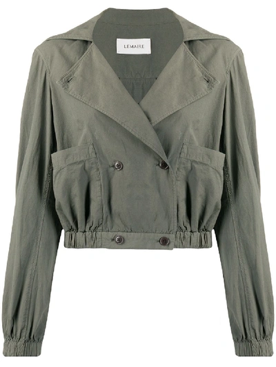 Lemaire Double-breasted Cropped Jacket In Grey