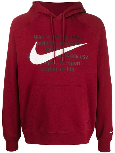 Nike Logo印花连帽衫 In Red