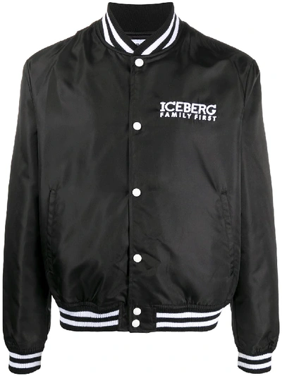 Family First X Iceberg Embroidered Logo Bomber Jacket In Black