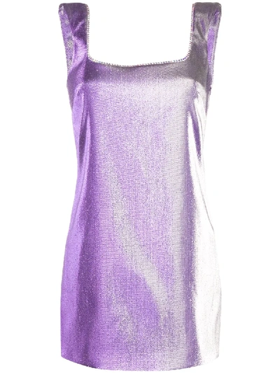 Area Low-back Iridescent Mini-dress In Silver ,purple