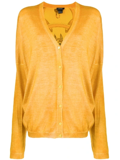 Avant Toi Animal Print Cardigan In Yellow