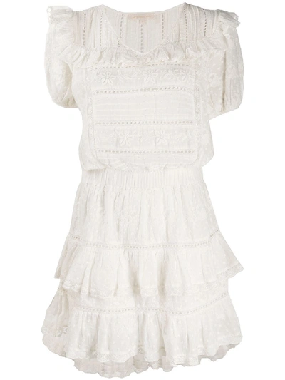Loveshackfancy Embroidered Floral Midi Dress In White