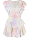 Loveshackfancy Gwen Ruffle Cotton Eyelet Minidress In Multi Tie Dye