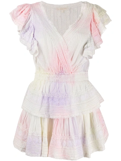 Loveshackfancy Gwen Ruffle Cotton Eyelet Minidress In Multi Tie Dye