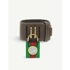 Gucci Ya150503 Padlock Mother-of-pearl Leather Strap Quartz Watch In Green/red