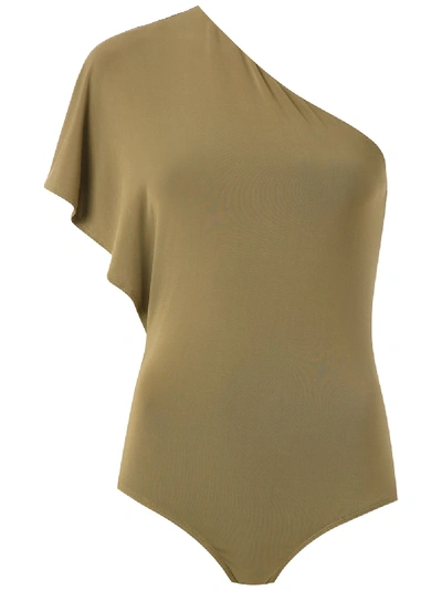 Andrea Marques One Shoulder Bodysuit In Green