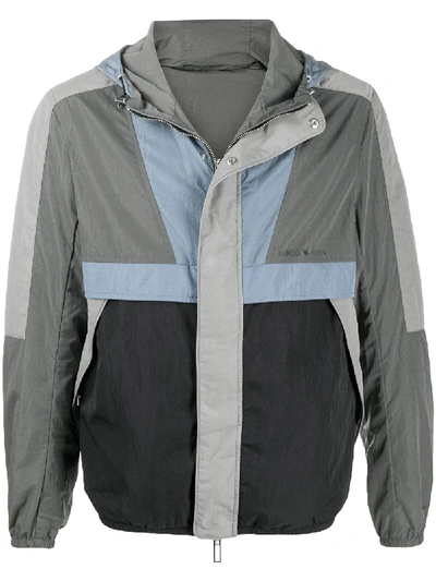 Emporio Armani Colour Block Hooded Jacket In Green