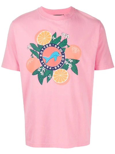Botter Orange Logo Print Crew Neck T-shirt In Pink