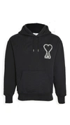 AMI ALEXANDRE MATTIUSSI HEART LOGO PULLOVER HOODIE