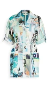 Zimmermann Glassy Printed Linen Minidress In Blue