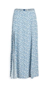 Reformation Zoe Floral-print Crepe Midi Skirt In Azzurro