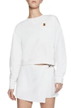 Nike Court Heritage Crop Tennis Sweatshirt In White