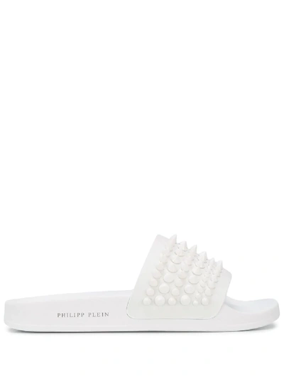 Philipp Plein Studs Flat Gummy Sandals In White