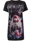 PHILIPP PLEIN ROCK BAND PRINTED T-SHIRT DRESS