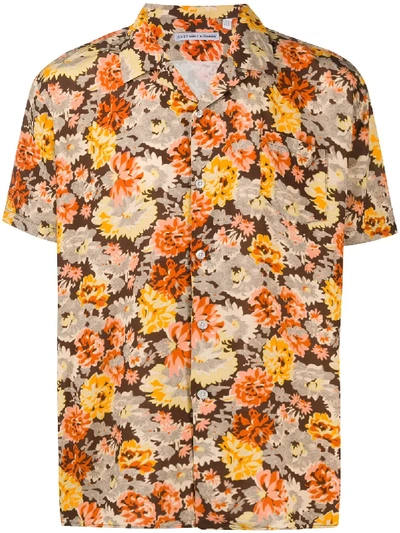 Daniele Alessandrini Floral Print Shortsleeved Shirt In Yellow