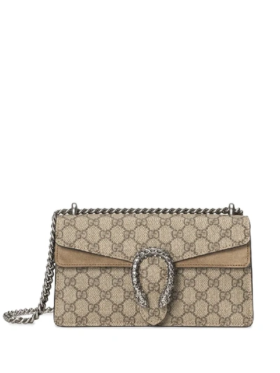 Gucci Brown Dionysus Gg Supreme Small Shoulder Bag In Beige