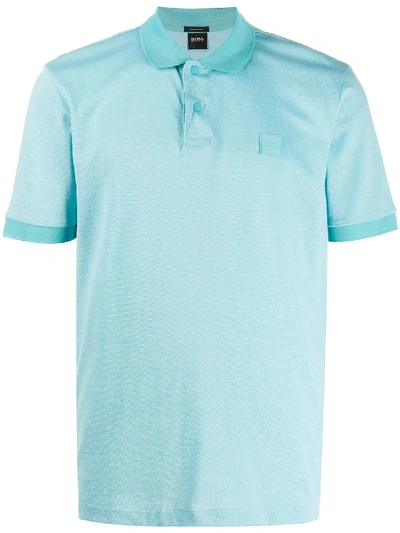 Hugo Boss Logo-patch Short-sleeved Polo Shirt In Blue