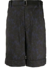 Sacai Palm Trees Print Bermuda Shorts In Black