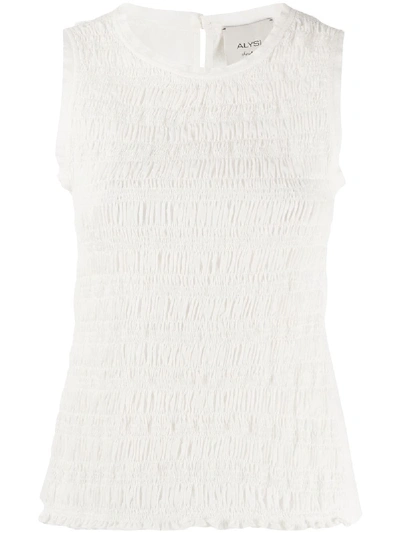 Alysi Shirred Sleeveless Top In White