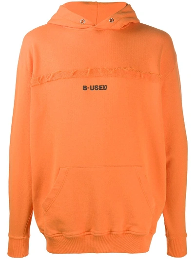B-used Logo Graphic Print Hoodie In Orange