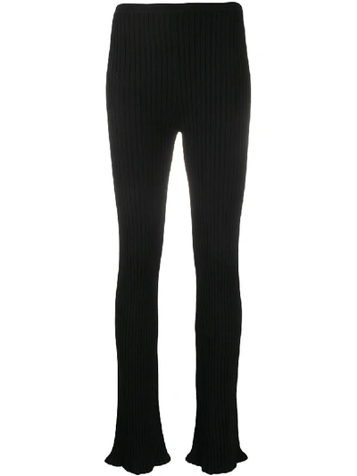 Totême Ribbed Knit Trousers In Black