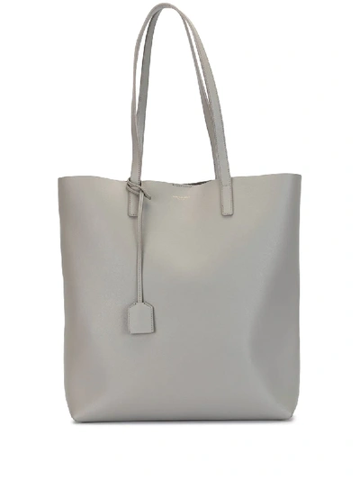 Pre-owned Saint Laurent Leather Shopper Tote Bag In Grey